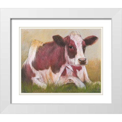 Cow in the Summer White Modern Wood Framed Art Print with Double Matting by Botman, Loes