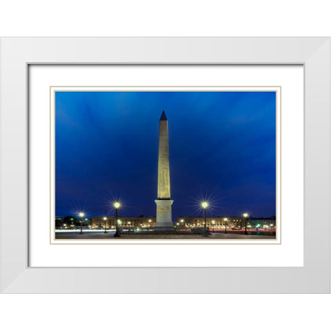 Place de la Concorde by Night White Modern Wood Framed Art Print with Double Matting by Bertrande, Arnaud