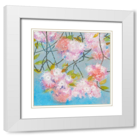 Japanese Cherry Blossom White Modern Wood Framed Art Print with Double Matting by Botman, Loes