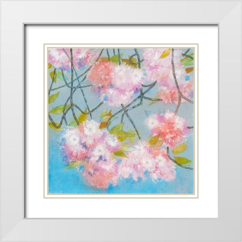 Japanese Cherry Blossom White Modern Wood Framed Art Print with Double Matting by Botman, Loes
