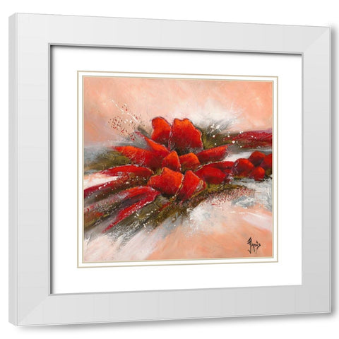 Fleur de lune 2 White Modern Wood Framed Art Print with Double Matting by Jadis