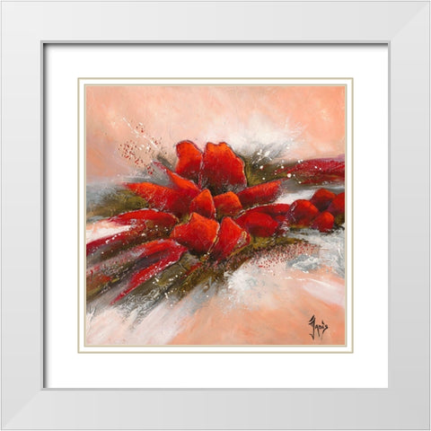 Fleur de lune 2 White Modern Wood Framed Art Print with Double Matting by Jadis