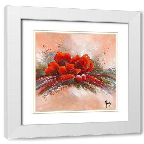 Fleur de lune 3 White Modern Wood Framed Art Print with Double Matting by Jadis