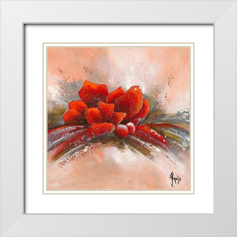 Fleur de lune 3 White Modern Wood Framed Art Print with Double Matting by Jadis