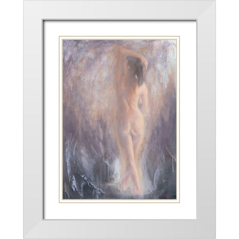 Nude VI White Modern Wood Framed Art Print with Double Matting by Mallo, Pierre