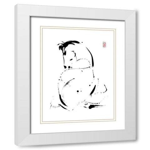 Le reveil White Modern Wood Framed Art Print with Double Matting by Hanniet, Marc