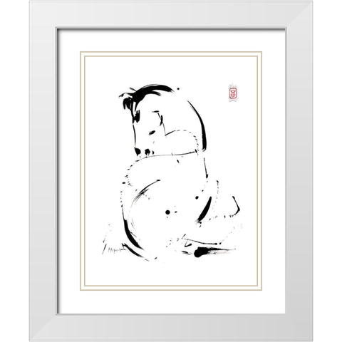 Le reveil White Modern Wood Framed Art Print with Double Matting by Hanniet, Marc