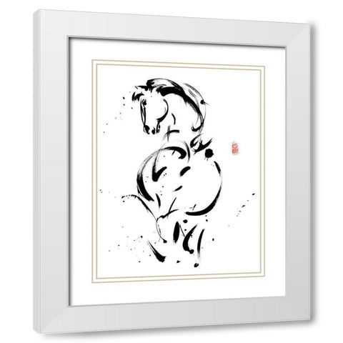 Allegrement au petit trot White Modern Wood Framed Art Print with Double Matting by Hanniet, Marc