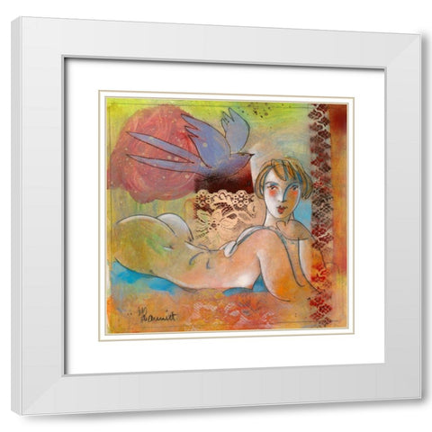 Legeres-nos certitudes White Modern Wood Framed Art Print with Double Matting by Hanniet, Marc