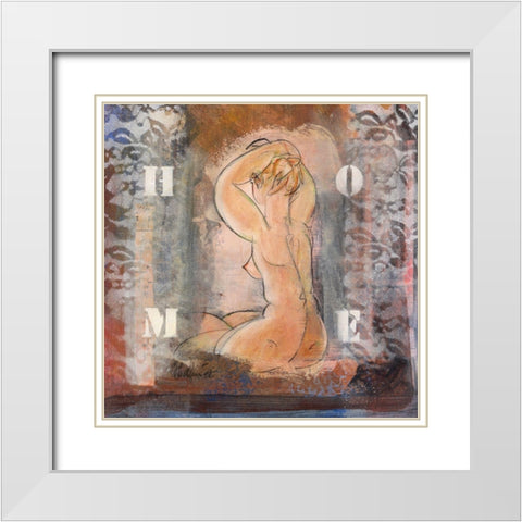 Home White Modern Wood Framed Art Print with Double Matting by Hanniet, Marc