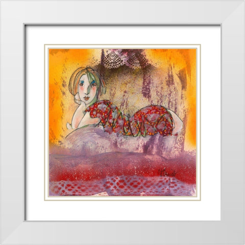 Summer for ever White Modern Wood Framed Art Print with Double Matting by Hanniet, Marc