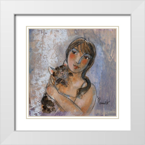 Les inseparables White Modern Wood Framed Art Print with Double Matting by Hanniet, Marc