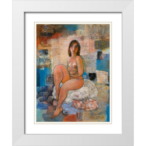 La liberte crue White Modern Wood Framed Art Print with Double Matting by Hanniet, Marc