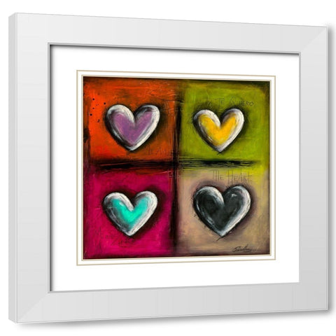 Coeurs en Couleurs I White Modern Wood Framed Art Print with Double Matting by Mougin, Carine