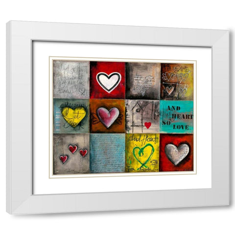 History of Heart White Modern Wood Framed Art Print with Double Matting by Mougin, Carine