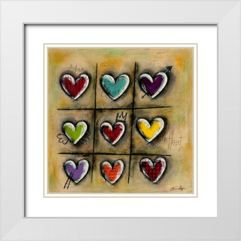 Colored Hearts II White Modern Wood Framed Art Print with Double Matting by Mougin, Carine