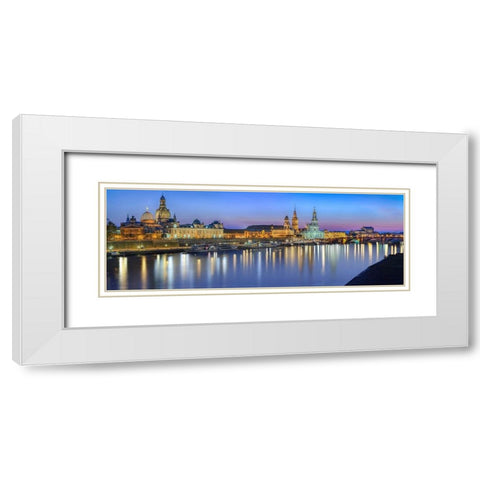 Elbpanorma Dresden I White Modern Wood Framed Art Print with Double Matting by Fischer, Rolf