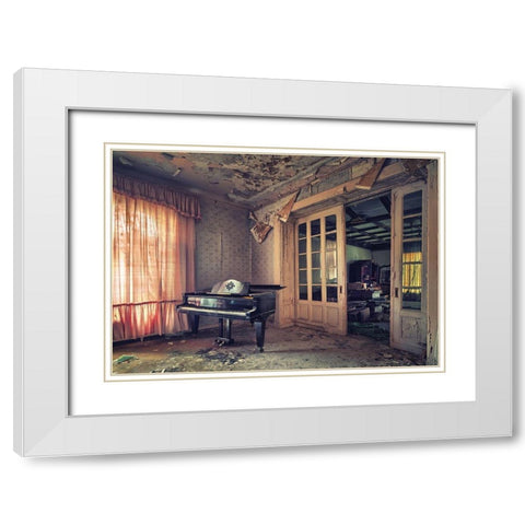 Faded Melodies White Modern Wood Framed Art Print with Double Matting by Haker, Matthias