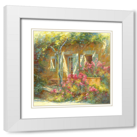 Bouquet de Valerianes White Modern Wood Framed Art Print with Double Matting by Messely, Johan