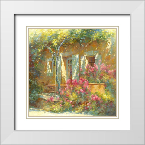 Bouquet de Valerianes White Modern Wood Framed Art Print with Double Matting by Messely, Johan