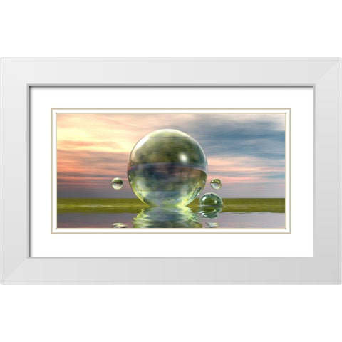 Green Bowls White Modern Wood Framed Art Print with Double Matting by Hillert, Peter