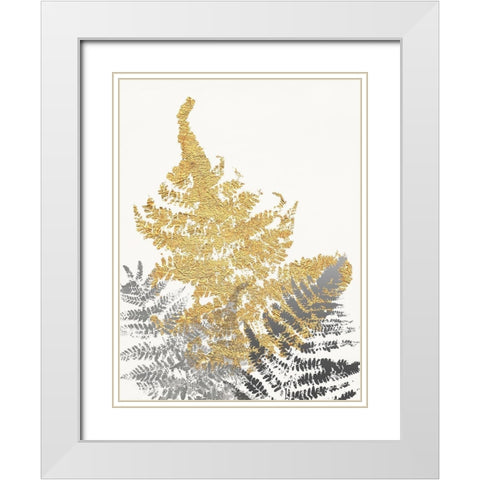 Blattgold I White Modern Wood Framed Art Print with Double Matting by SARA Design