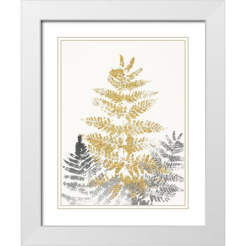 Blattgold II White Modern Wood Framed Art Print with Double Matting by SARA Design