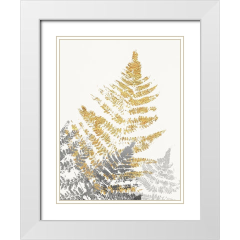 Blattgold III White Modern Wood Framed Art Print with Double Matting by SARA Design