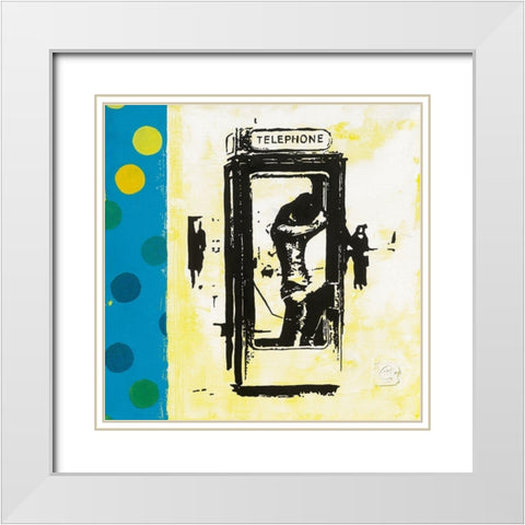 Telephone White Modern Wood Framed Art Print with Double Matting by Gouy, Chrystelle