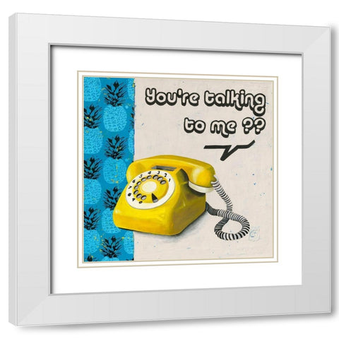 Youre talking to me?? White Modern Wood Framed Art Print with Double Matting by Gouy, Chrystelle
