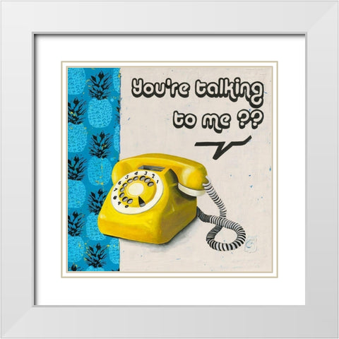 Youre talking to me?? White Modern Wood Framed Art Print with Double Matting by Gouy, Chrystelle