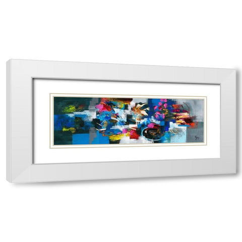 Bouquet fleuri White Modern Wood Framed Art Print with Double Matting by Jadis