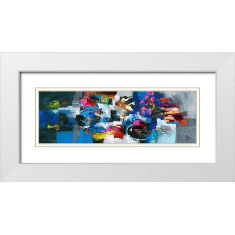 Bouquet fleuri White Modern Wood Framed Art Print with Double Matting by Jadis