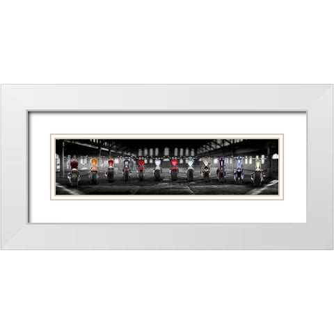 Bike Parade White Modern Wood Framed Art Print with Double Matting by Hillert, Peter