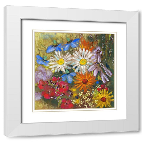 Sommerbluten 1 White Modern Wood Framed Art Print with Double Matting by Botman, Loes