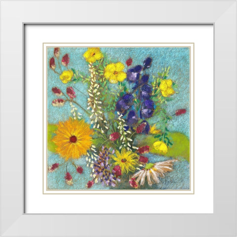 Sommerbluten 2 White Modern Wood Framed Art Print with Double Matting by Botman, Loes