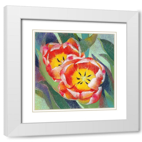 Blumen 1 White Modern Wood Framed Art Print with Double Matting by Botman, Loes