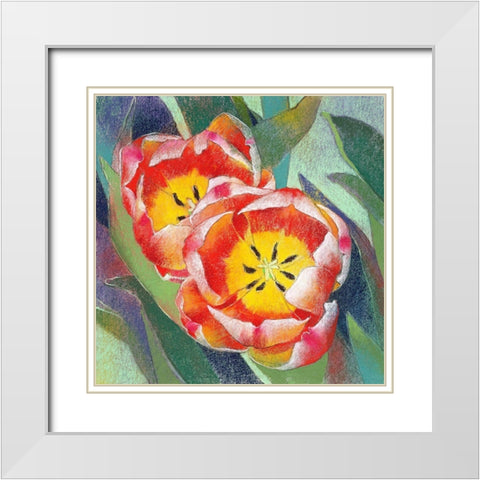 Blumen 1 White Modern Wood Framed Art Print with Double Matting by Botman, Loes