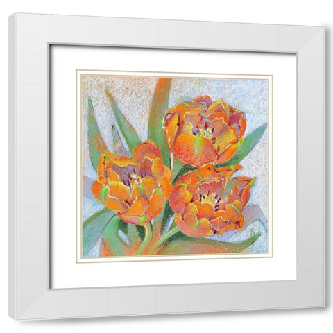 Blumen 4 White Modern Wood Framed Art Print with Double Matting by Botman, Loes