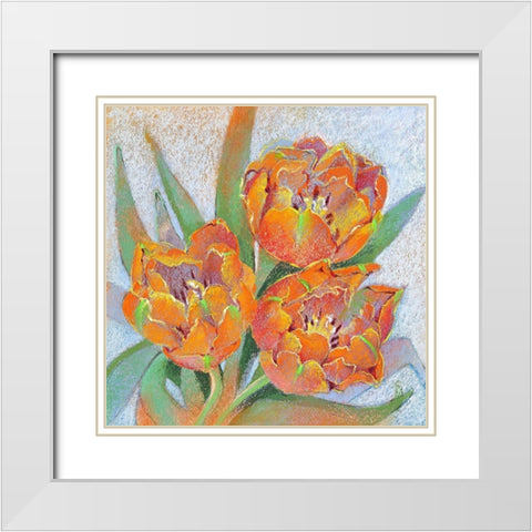 Blumen 4 White Modern Wood Framed Art Print with Double Matting by Botman, Loes