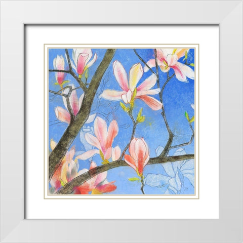 Magnolie 1 White Modern Wood Framed Art Print with Double Matting by Botman, Loes