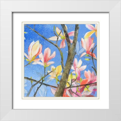 Magnolie 2 White Modern Wood Framed Art Print with Double Matting by Botman, Loes