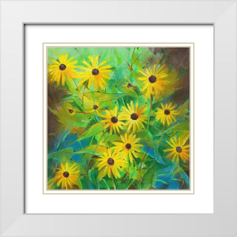 Helianthus Annuus White Modern Wood Framed Art Print with Double Matting by Botman, Loes