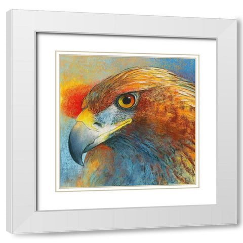 Bussard White Modern Wood Framed Art Print with Double Matting by Botman, Loes