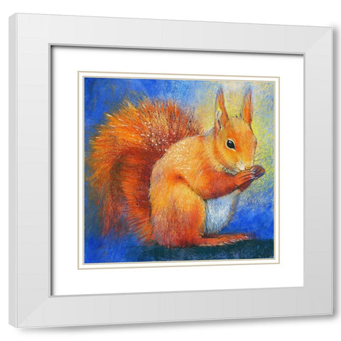 Eichhornchen White Modern Wood Framed Art Print with Double Matting by Botman, Loes