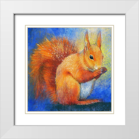 Eichhornchen White Modern Wood Framed Art Print with Double Matting by Botman, Loes