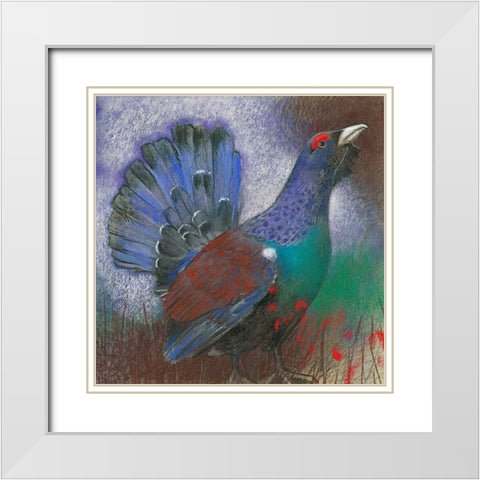 Auerhuhn White Modern Wood Framed Art Print with Double Matting by Botman, Loes