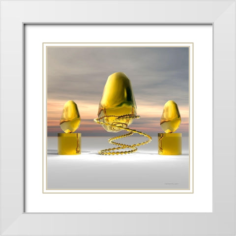 Golden Stone White Modern Wood Framed Art Print with Double Matting by Hillert, Peter