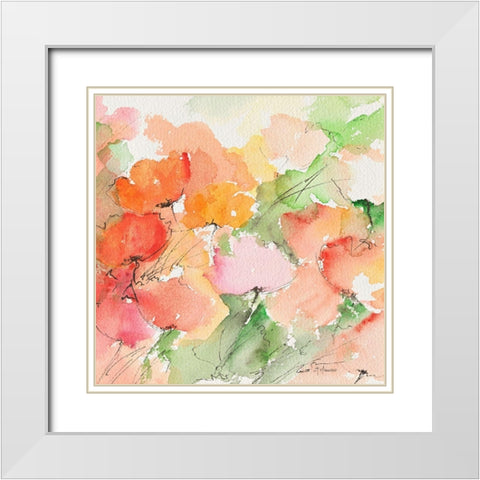 Coquelicots White Modern Wood Framed Art Print with Double Matting by Manero, Annie
