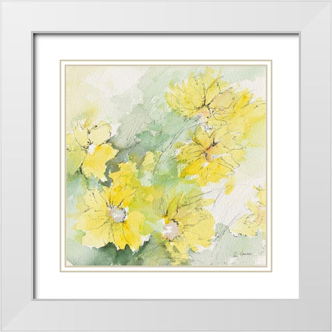 Fleurs du soleil I White Modern Wood Framed Art Print with Double Matting by Manero, Annie